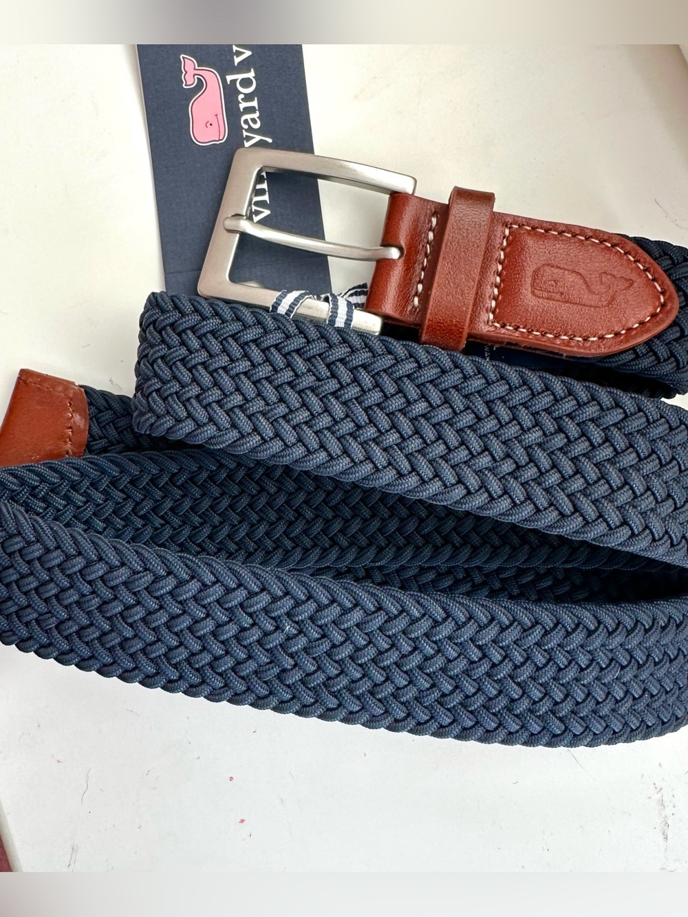 Vineyard Vines Boys XL Belt Woven Bungee Stretch Heritage Nautical Navy Blue NWT
